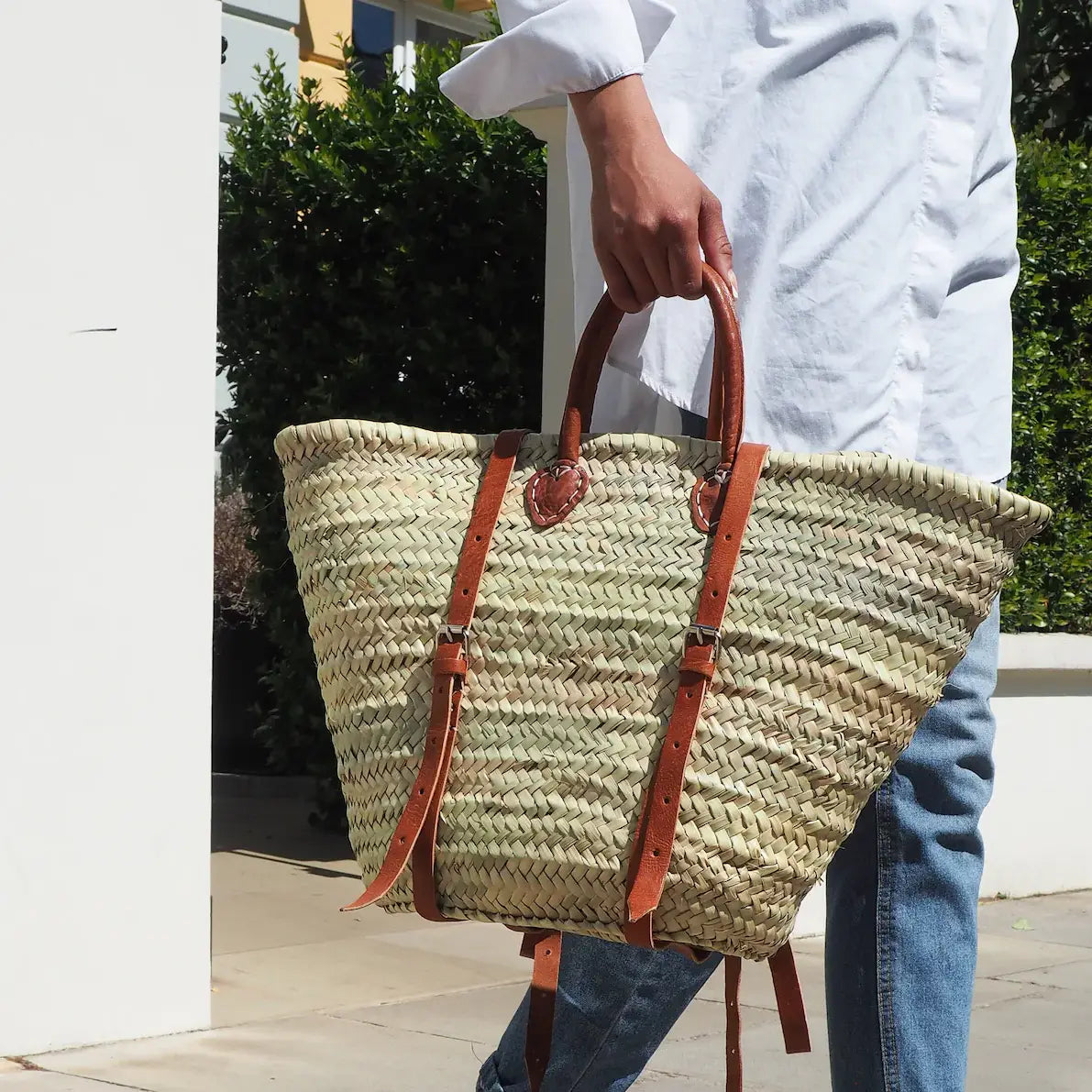 Franki Resort Straw Basket Backpack