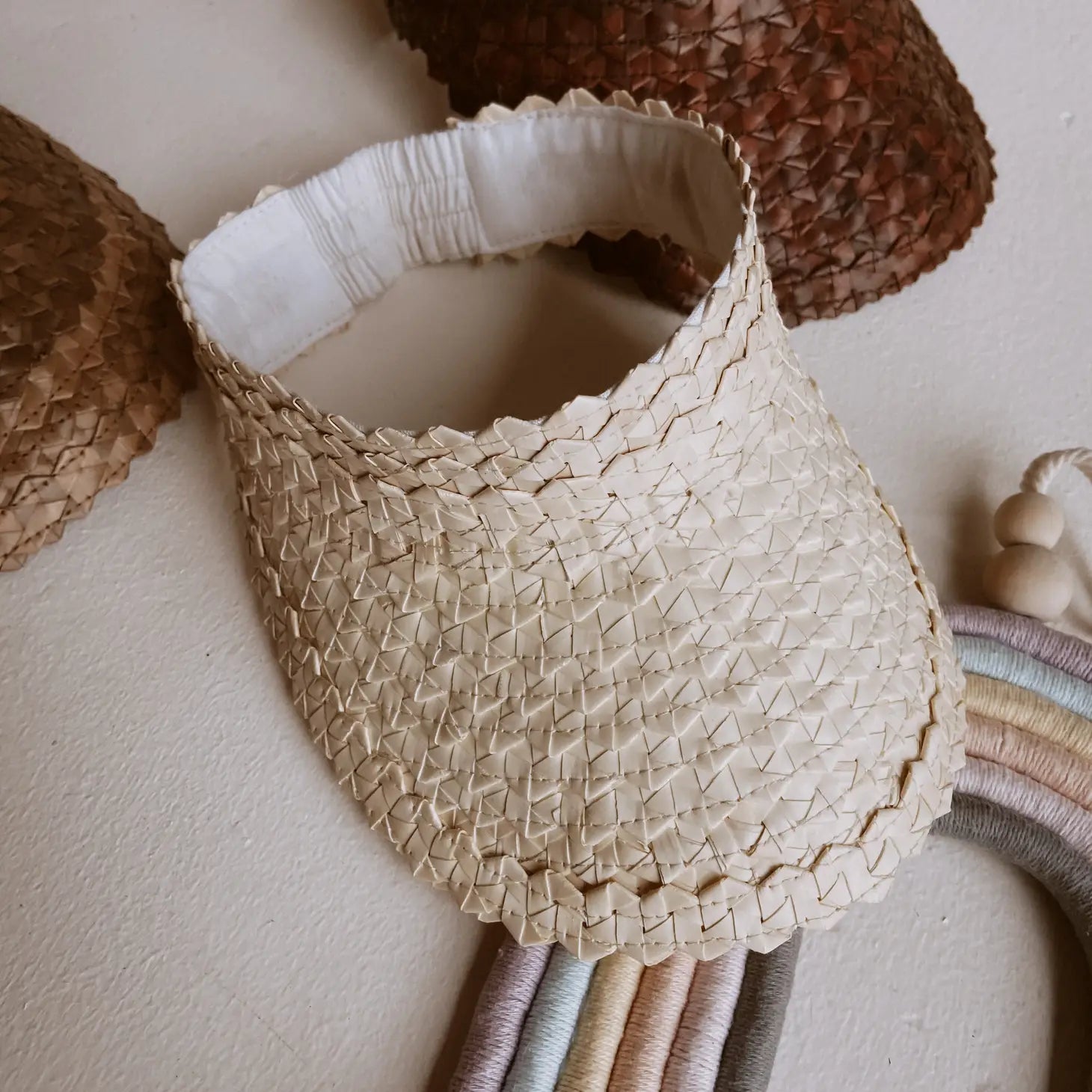 Kids Rattan Visor - Clay