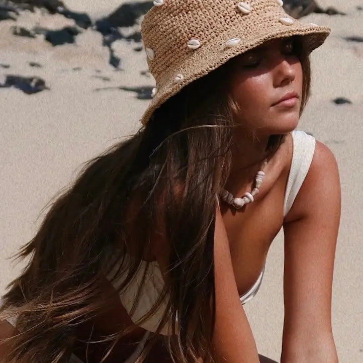 Millie Shell Raffia Bucket Hat