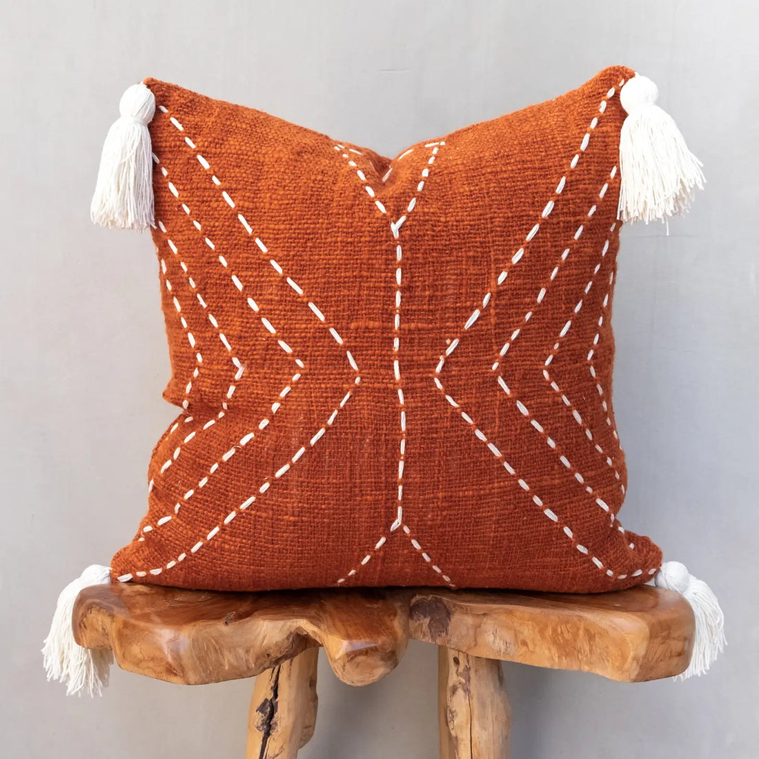 Brick Geometric Tassel Pillow Cover