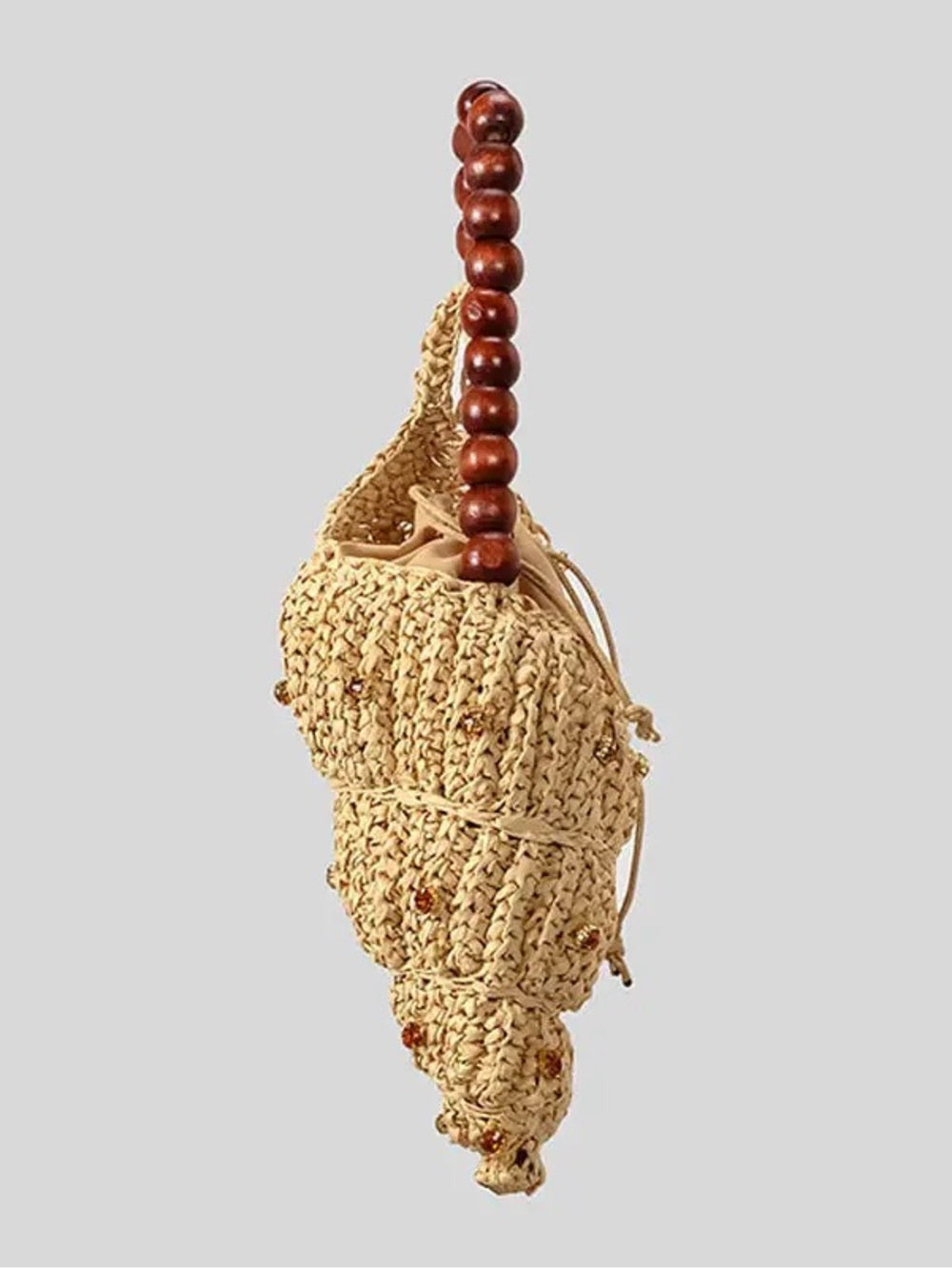 Franki Rhinestone Handwoven Seashell Raffia Handbag