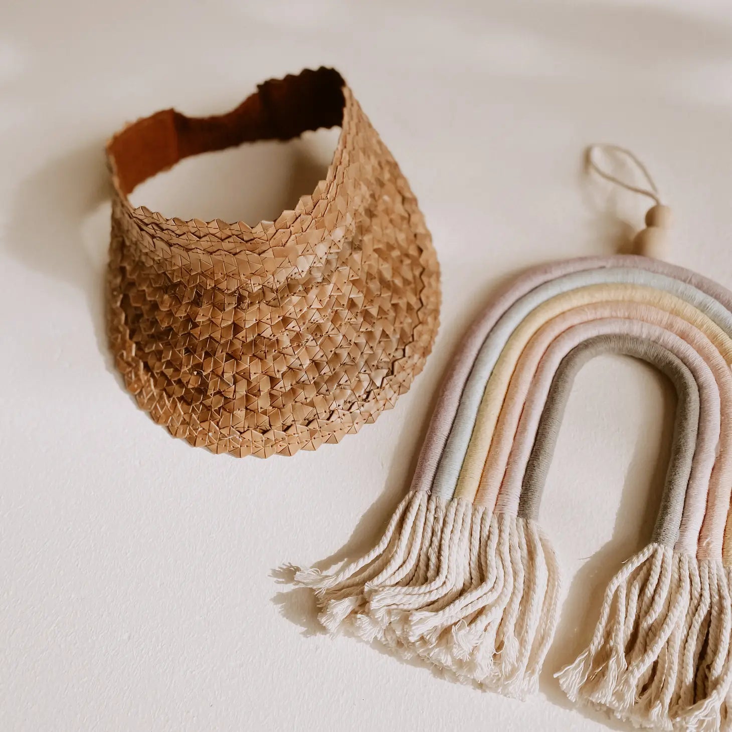Kids Rattan Visor - Clay