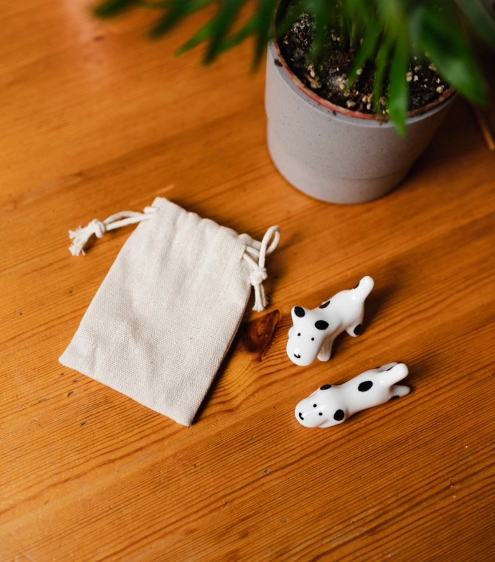 2x Ceramic Dog Chopstick Rest