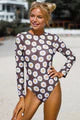 Franki Brown Daisy Floral Cut Out Long Sleeve Swimsuit