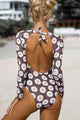 Franki Brown Daisy Floral Cut Out Long Sleeve Swimsuit