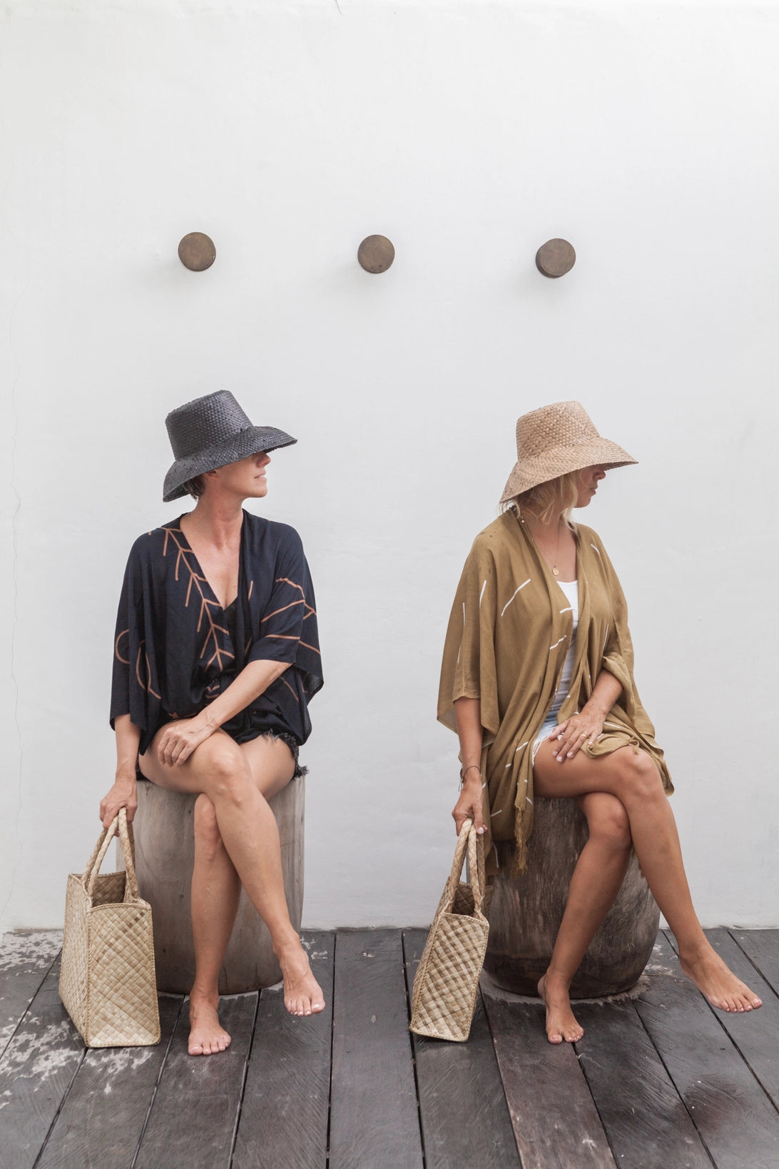 Woven Bucket Hat in Black Ombre