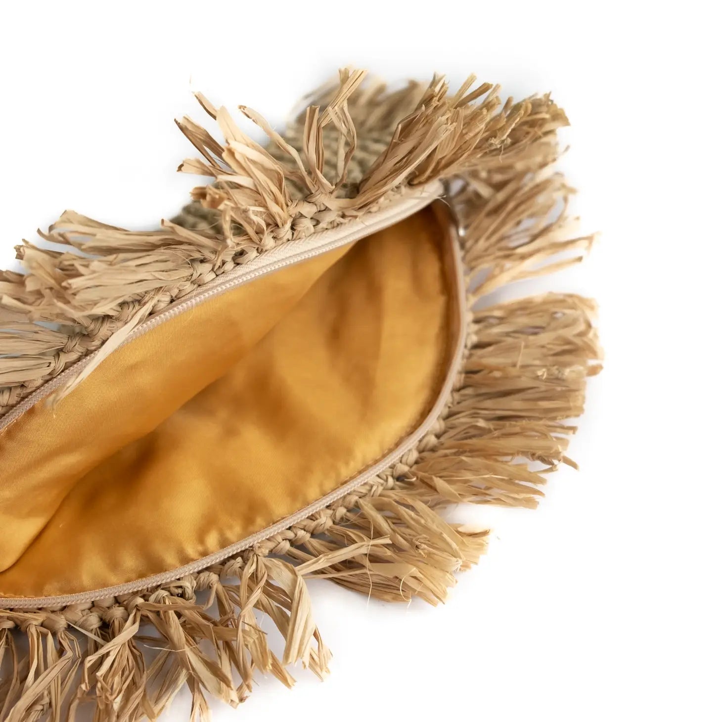 Half Moon Raffia Clutch