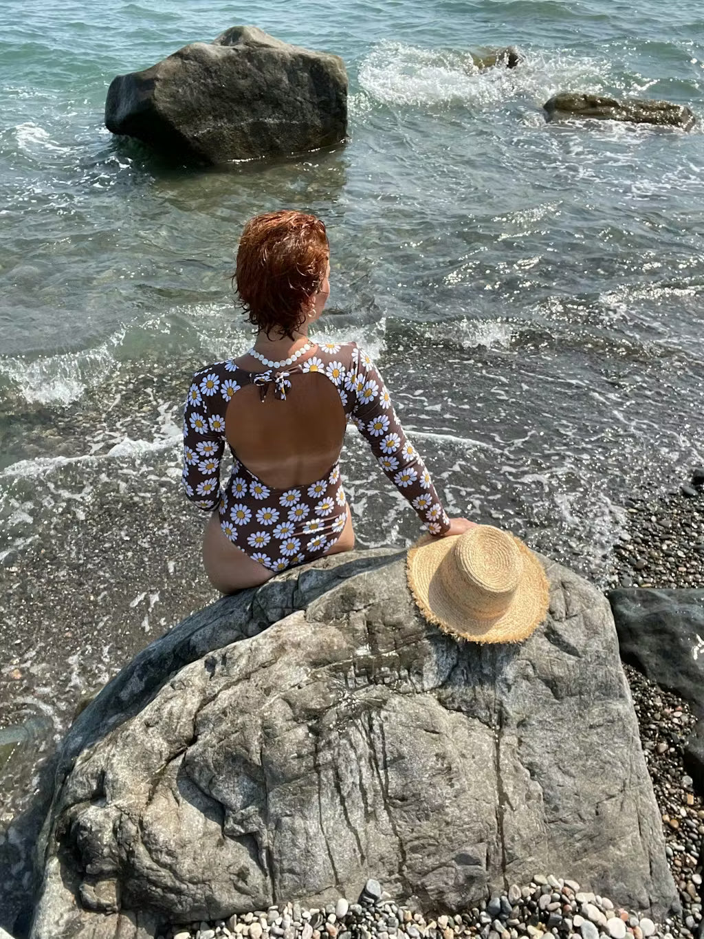 Franki Brown Daisy Floral Cut Out Long Sleeve Swimsuit