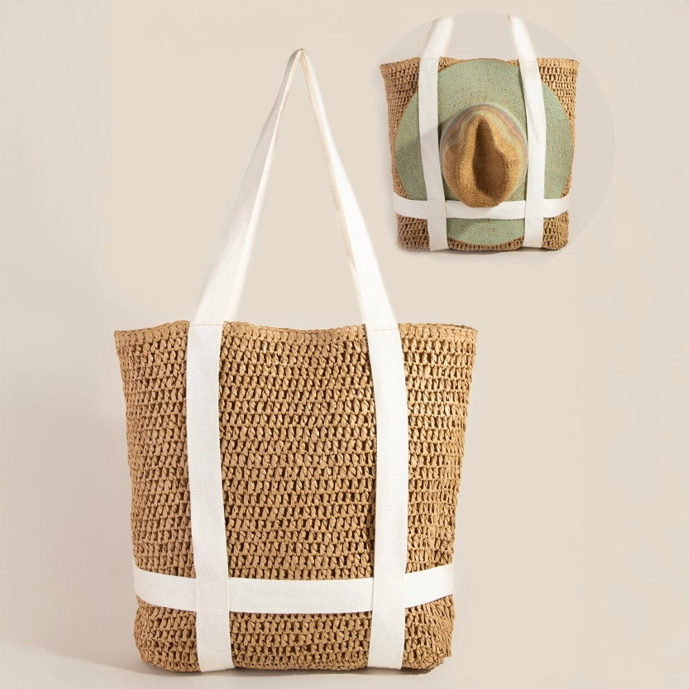 Lola Straw Braided Hat Carrier Tote Bag