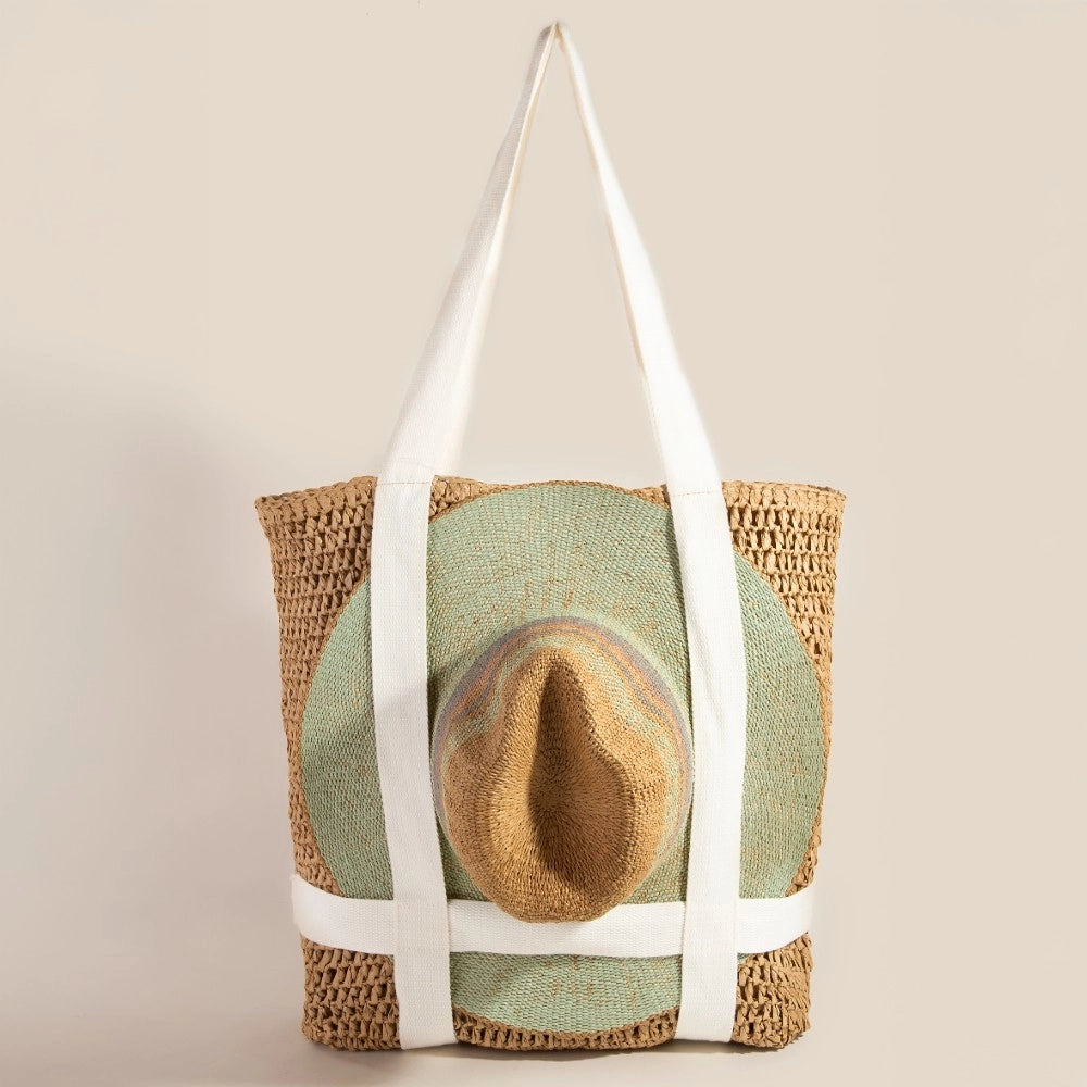 Lola Straw Braided Hat Carrier Tote Bag