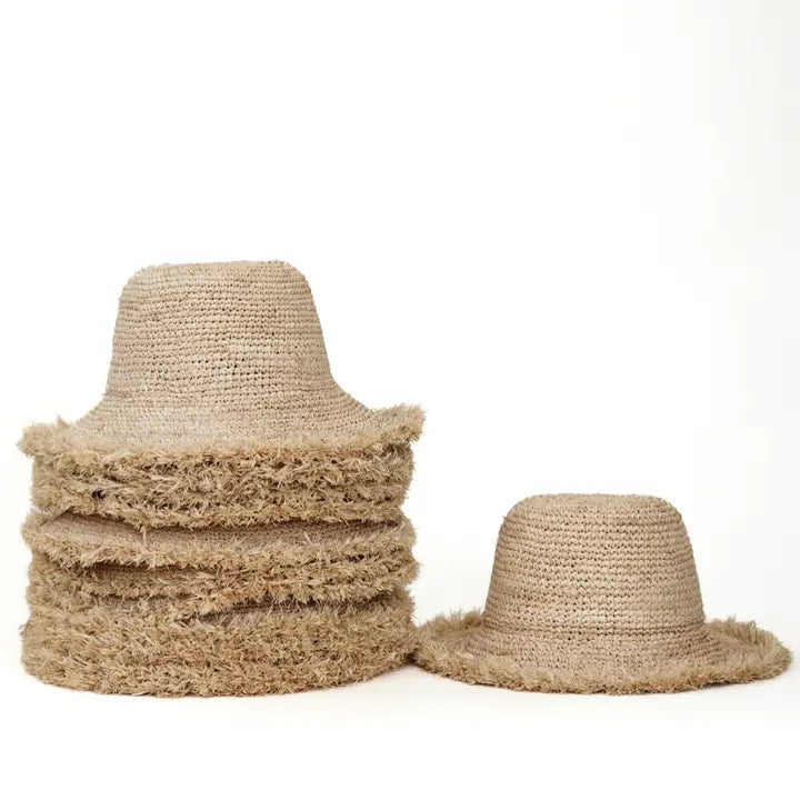Coco Puff Raffia Bucket Hat