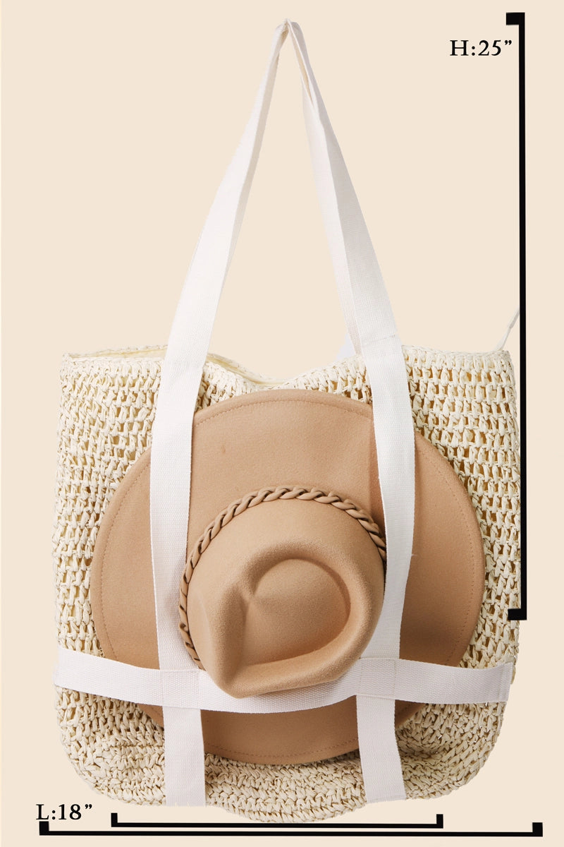 Lola Straw Braided Hat Carrier Tote Bag