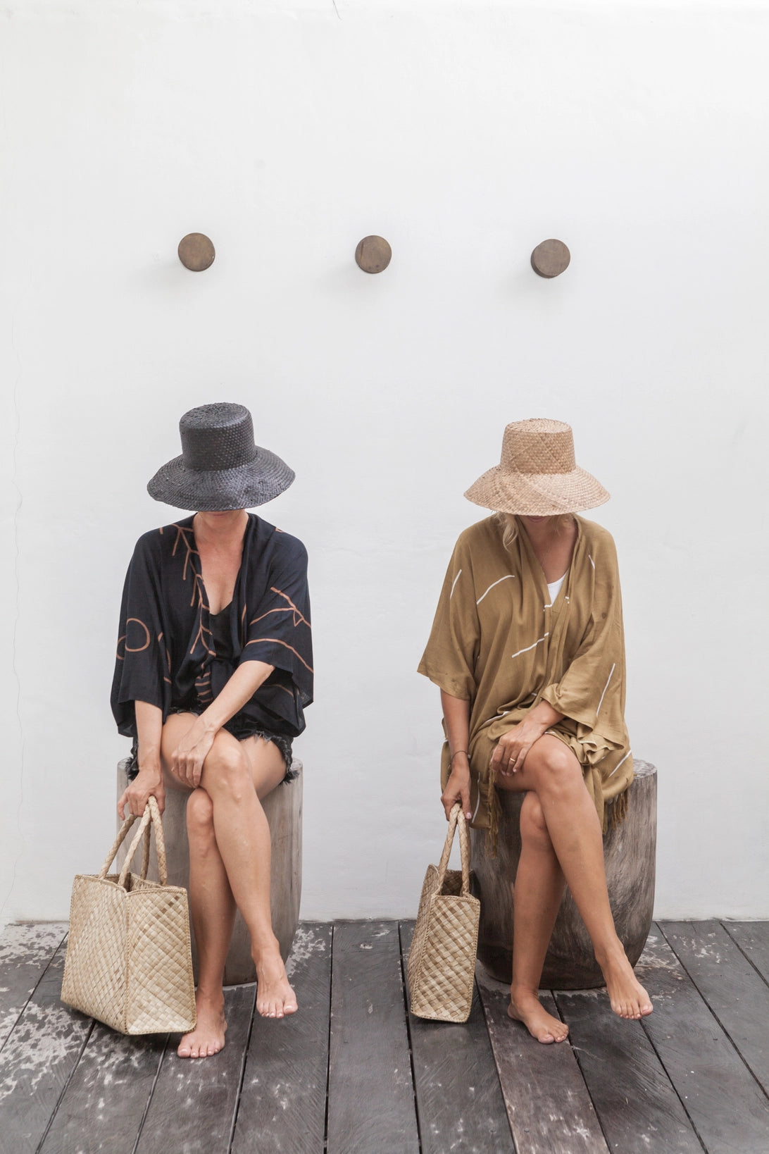 Woven Bucket Hat in Black Ombre
