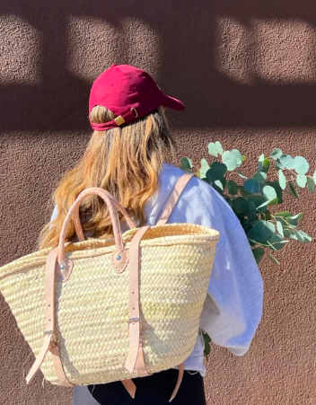 Franki Resort Straw Basket Backpack - Pink