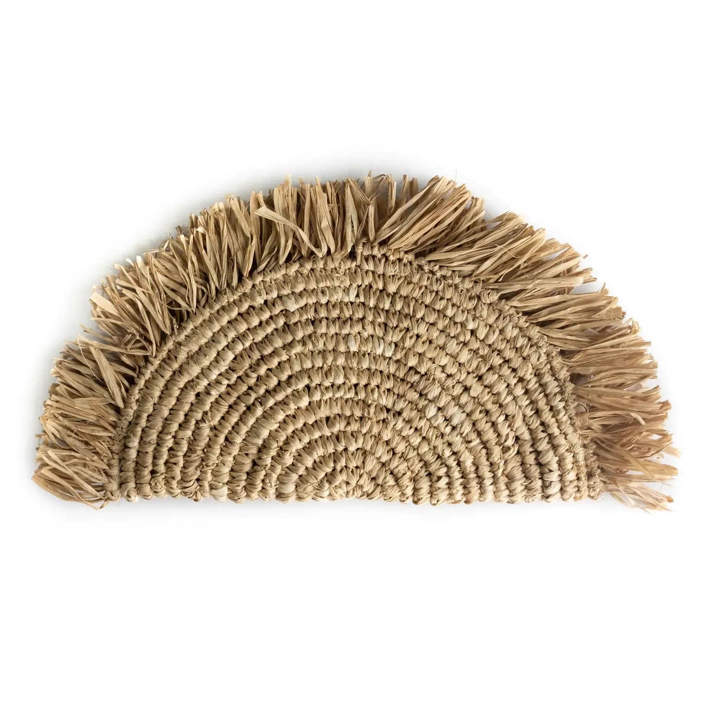 Half Moon Raffia Clutch